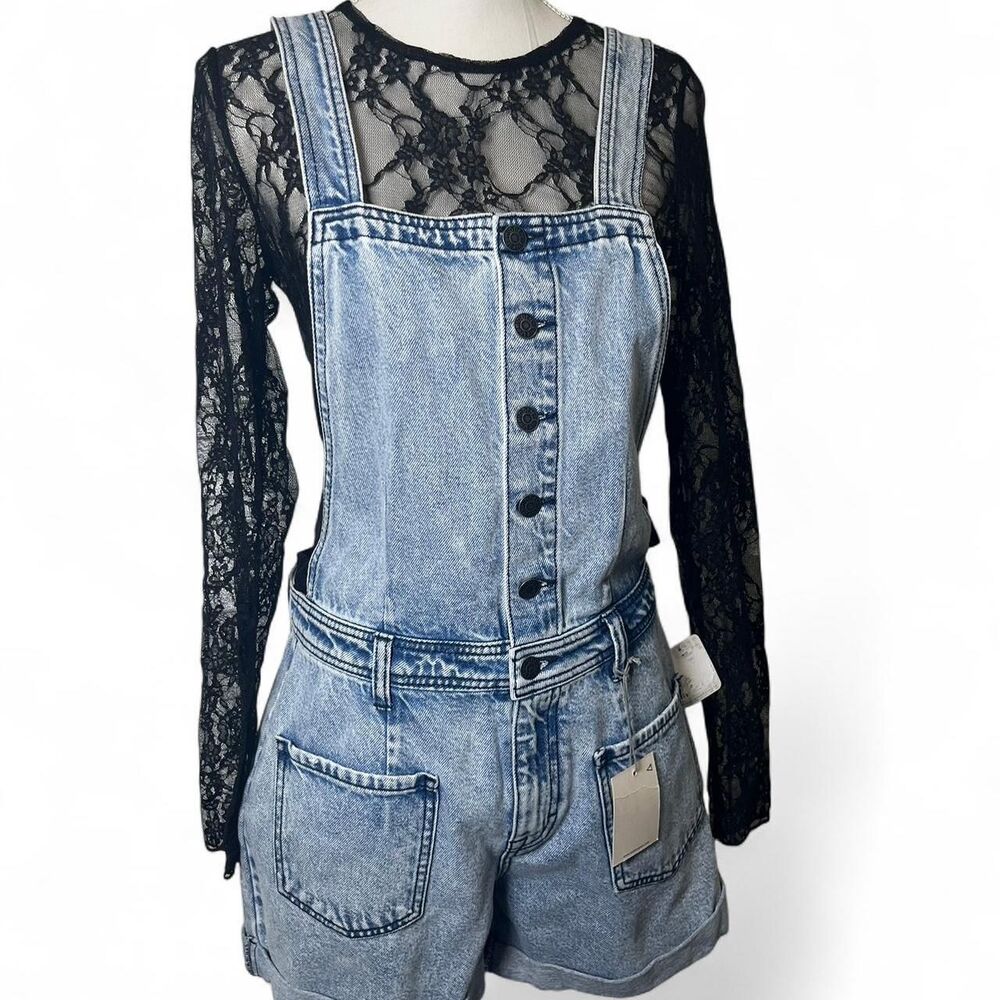 Hidden Denim X Free-people Collab Women's Blue Dungarees-overalls Size Medium